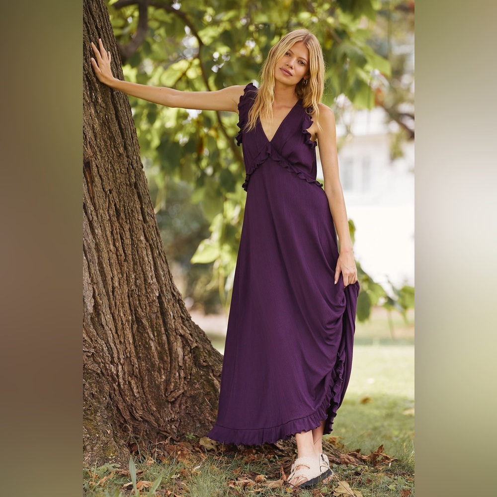 Anthropologie Deep Purple Maxi Dress